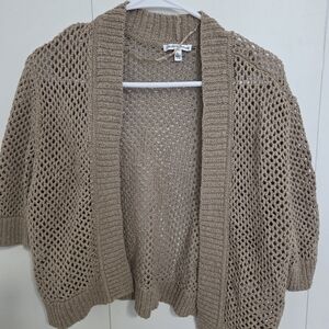 Croft & Barrow Beige Open-Knit Cardigan